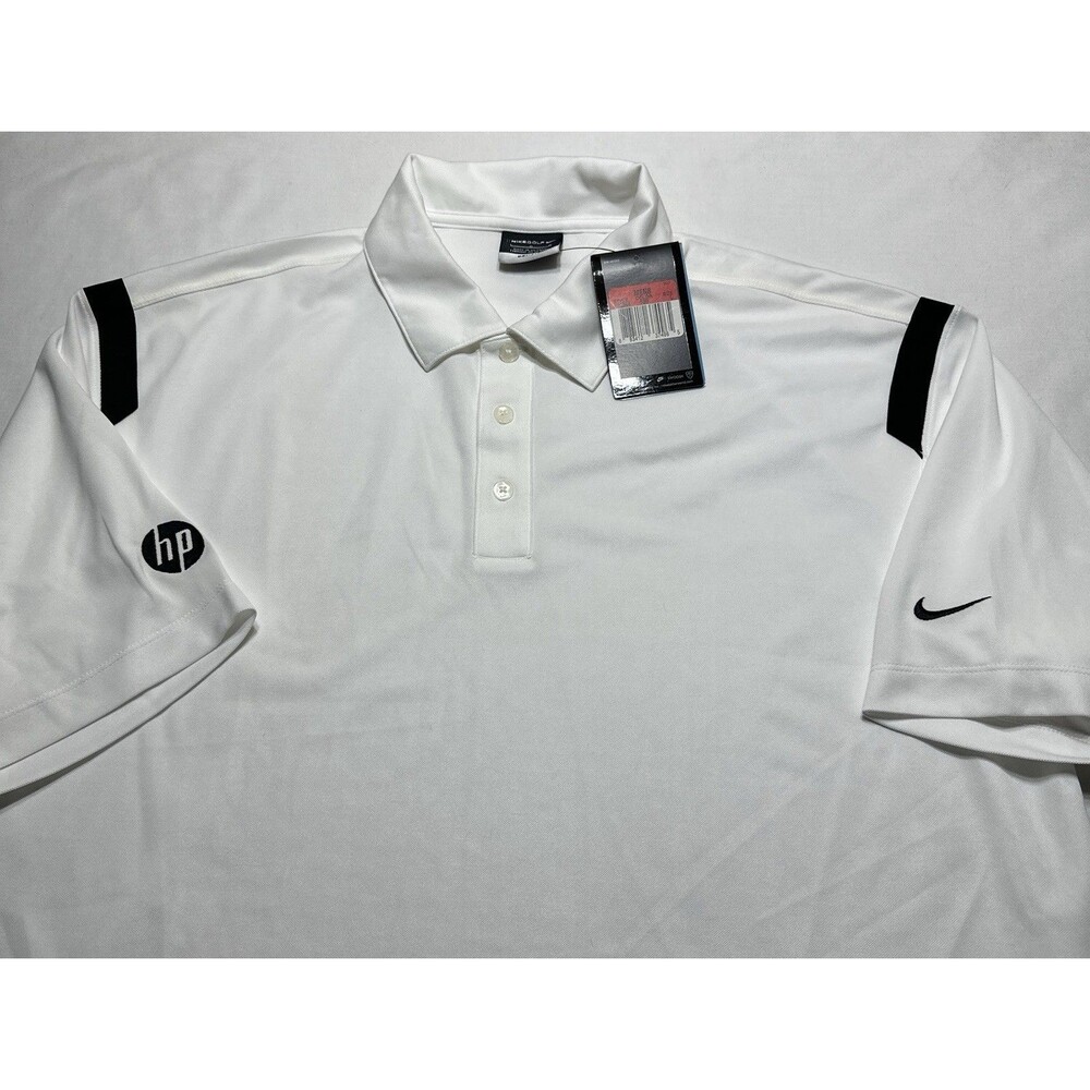 HP Company Nike Polo Golf Shirt Mens Large White NWT New Hewlett Packard Logo